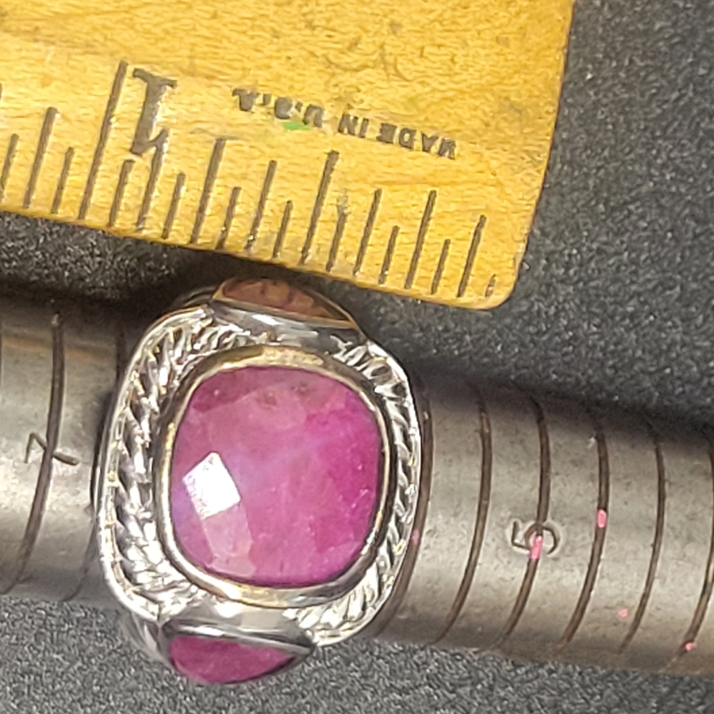 Elegant Silver Raw Ruby Gemstone Ring - image 2